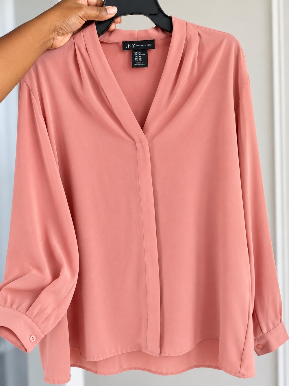 JNY Jones New York Women’s Dusty Rose Long Sleeve Blouse – Size XL
